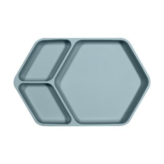 Mėlyna silikoninė vaikiška lėkštė Kindsgut Squared, 25 x 16 cm