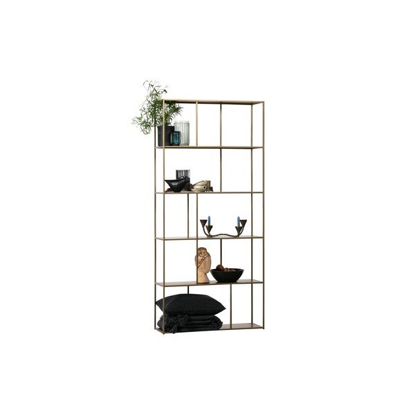 Knygų spinta iš metalo auksinės spalvos 90x196 cm Valued – BePureHome-image-3