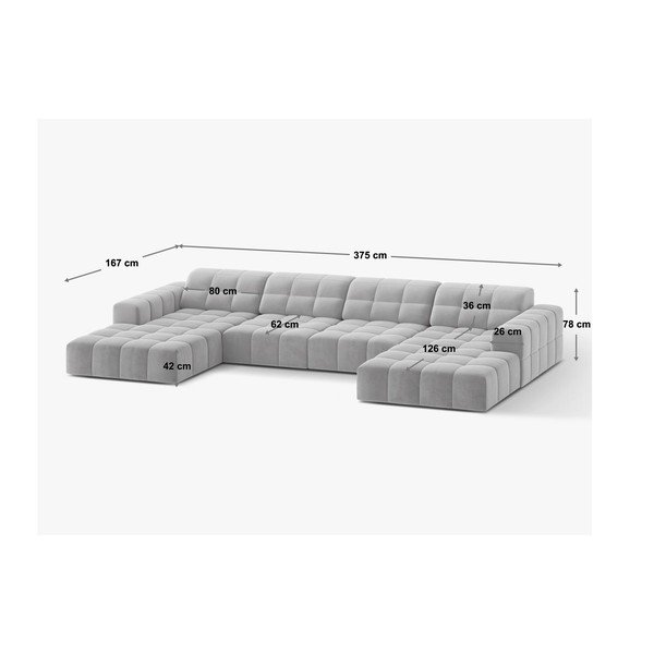 Terakotos spalvos kampinė sofa iš šenilinio audinio („U“ formos) Chicago – Cosmopolitan Design-image-4