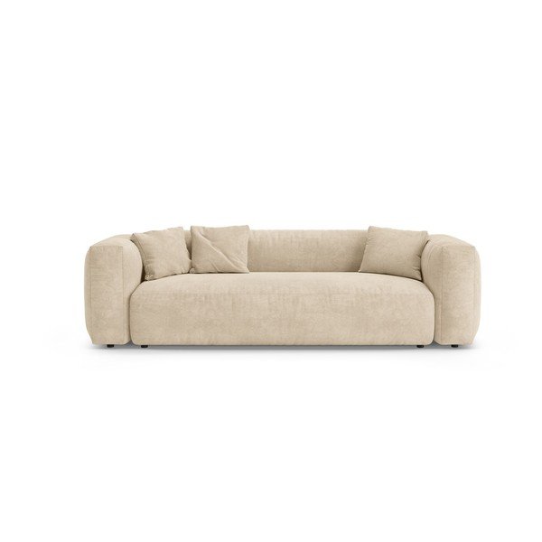 Kreminės spalvos sulankstoma sofa iš velveto 264 cm – Micadoni 