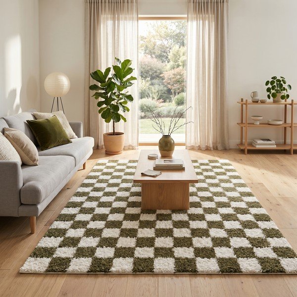 Tamsiai žalios spalvos/kreminės spalvos kilimas 160x230 cm Grida – ESTE-image-2