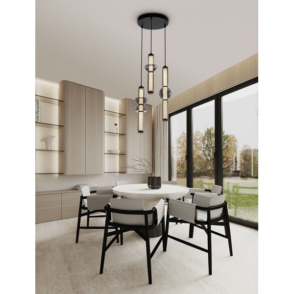 Pilkos spalvos iš stiklo kabantis šviestuvas LED su pritemdymo funkcija ø 38 cm Ulon – Nova Luce-image-2