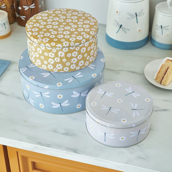Iš plieno maisto laikymo indai 3 vnt. tortams English Meadow – Cooksmart ®-image-1