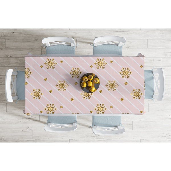 Kalėdinė staltiesė Minimalist Cushion Covers Golden Snowflakes, 140 x 180 cm -image-1
