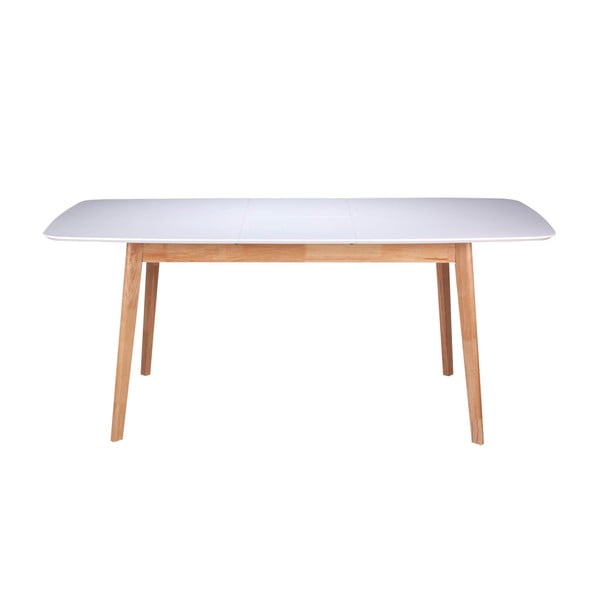 Baltas sulankstomas valgomojo stalas su bukmedžio pagrindu, 120 cm ilgio-image-1