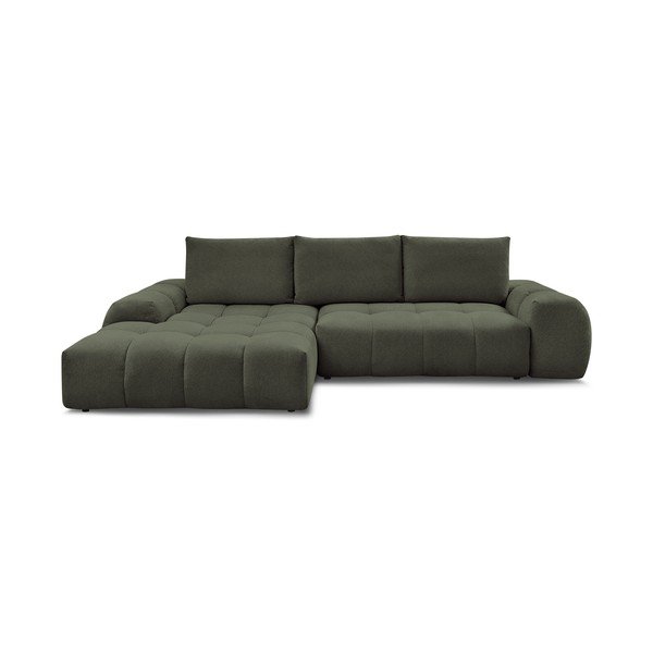 Žalios spalvos iš šenilinio audinio sulankstoma/su sandėliavimo vieta kampinė sofa (su kairiuoju kampu/su gultu) Everest – Bobochic Paris