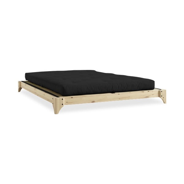 Pušies dvigulė lova su čiužiniu ir tatami "Karup Design Elan Double Latex Natural Clear/Black", 160 x 200 cm