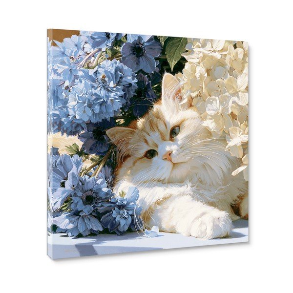 Spausdintas paveikslas tapyba ant drobės 32x32 cm Floral Feline – Styler-image-3