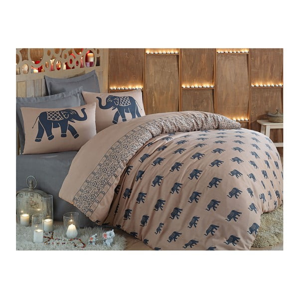Medvilninė patalynė su paklode dvigulei lovai su 2 pagalvių užvalkalais Fil, 200 x 220 cm