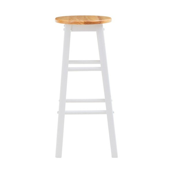 Baltos spalvos/natūralios spalvos iš kaučiukmedžio masyvo baro taburetė (sėdynės aukštis 74 cm) Chester – Premier Housewares-image-2