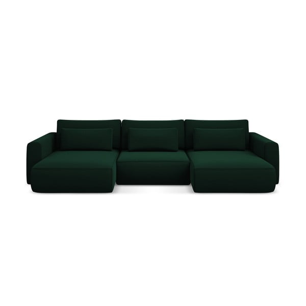 Žalios spalvos iš velveto sulankstoma/su sandėliavimo vieta kampinė sofa („U“ formos) Kapua – Makamii
