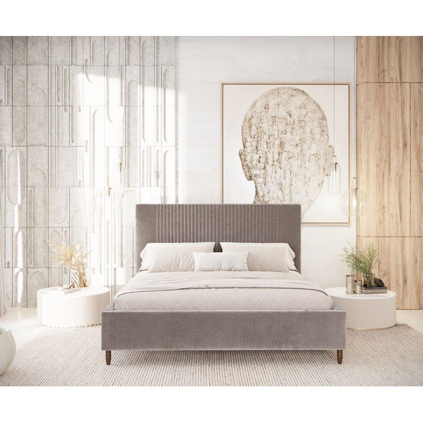 Dvigulė lova smėlio spalvos audiniu dengta su sandėliavimo vieta su lovos grotelėmis 180x200 cm Etero – Maison de Rêve-image-4