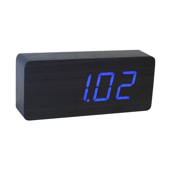 Juodos spalvos žadintuvas su mėlynu LED ekranu "Gingko Slab Click Clock-image-3