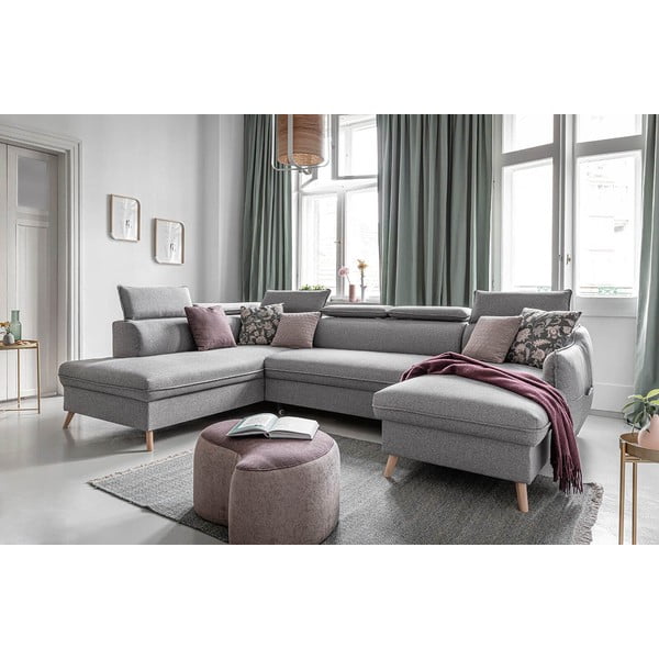 Sulankstoma kampinė sofa šviesiai pilkos spalvos (su kairiuoju kampu) Sweet Harmony – Miuform-image-4