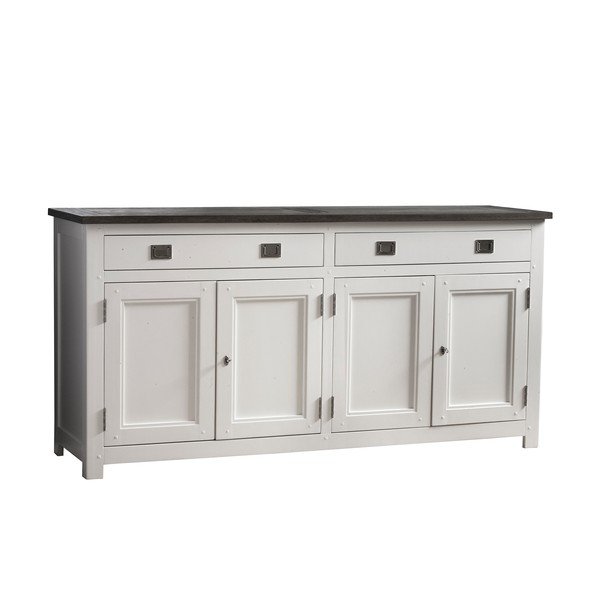 Keturių durų balta komoda su 2 stalčiais "Canett Skagen Sideboard
