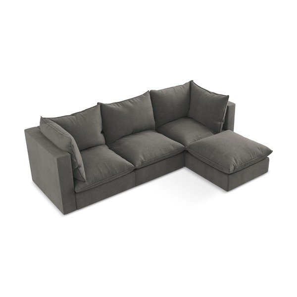 Tamsiai pilkos spalvos kampinė sofa (su dešiniuoju kampu/su gultu) Manao – Makamii-image-4