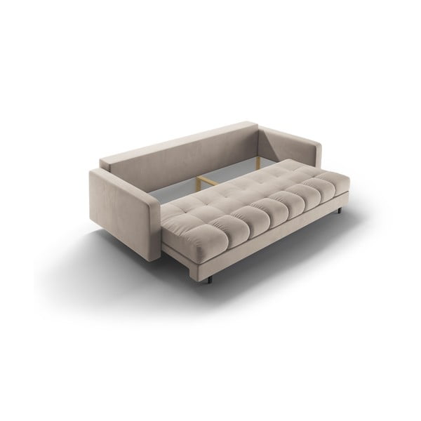 Smėlio spalvos iš velveto sulankstoma/su sandėliavimo vieta sofa 222 cm Bali – Cosmopolitan Design-image-4