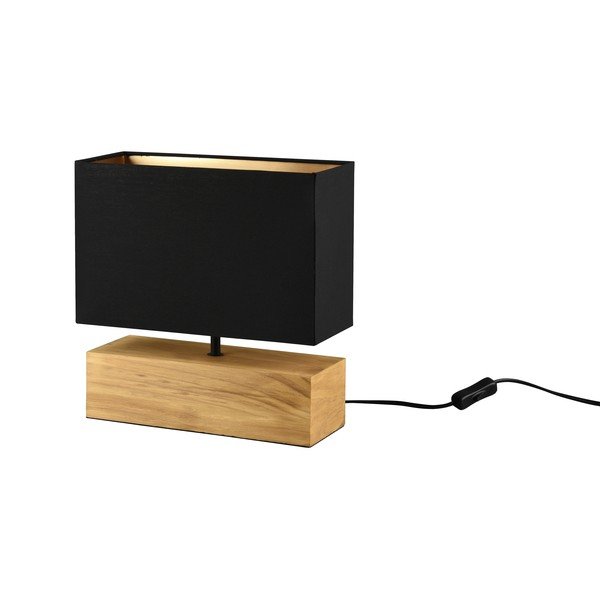 Stalinis šviestuvas juodos spalvos/natūralios spalvos (aukštis 30 cm) su tekstiliniu gaubtu Woody – Reality