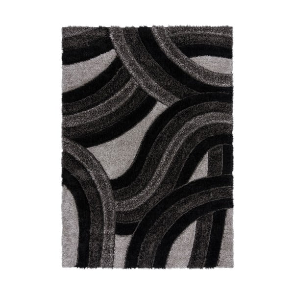 Rankų darbo iš perdirbto pluošto kilimas juodos spalvos/pilkos spalvos 120x170 cm Velvet – Flair Rugs