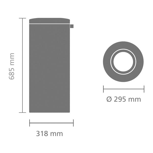 Iš plieno šiukšliadėžė blizgios sidabrinės spalvos 30 l Flame Guard – Brabantia-image-2