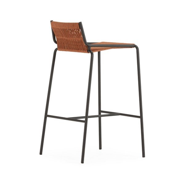 Terakotos spalvos iš metalo baro taburetė (sėdynės aukštis 65 cm) Emily – Marckeric-image-2