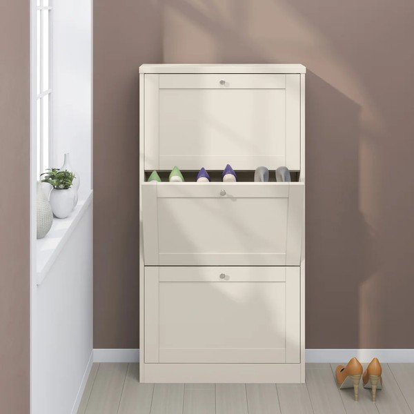 Smėlio spalvos matinis atlenkiama spintelė batams 70x130x19 cm Heide – Støraa-image-2