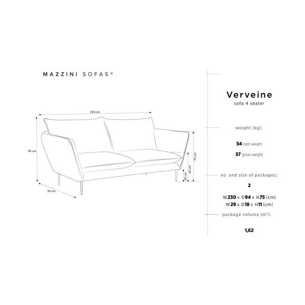 Smėlio spalvos sofa Mazzini Sofas Verveine, 225 cm ilgio-image-3