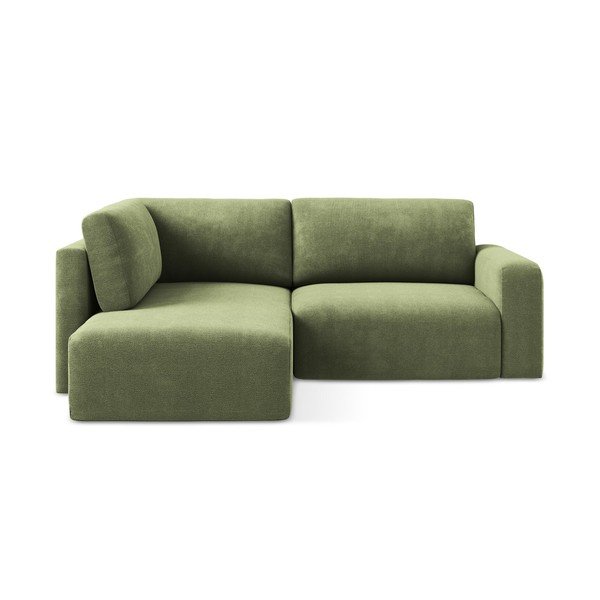 Žalios spalvos sulankstoma/su sandėliavimo vieta kampinė sofa iš šenilinio audinio (su kairiuoju kampu/„L“ formos) Kona – Makamii