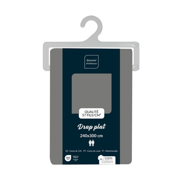 Pilkos spalvos iš medvilnės paklodė 240x300 cm Lina – douceur d'intérieur-image-3