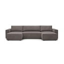 Sulankstoma kampinė sofa tamsiai pilkos spalvos iš kordinio velveto („U“ formos) Nihad – Bobochic Paris