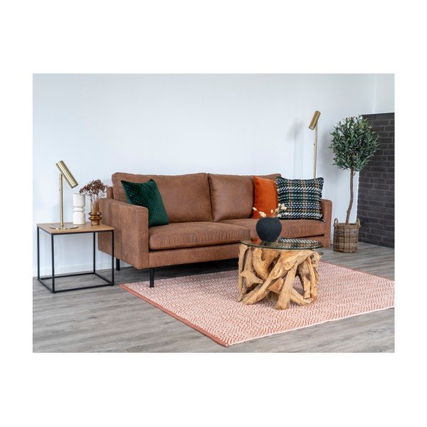 Apvalios formos kavos staliukas rudos spalvos su stikliniu stalviršiu ø 60 cm Grand Canyon – House Nordic-image-4