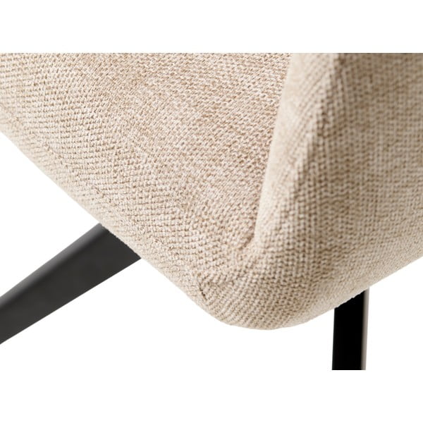 Kreminės spalvos iš audinio valgomojo kėdė su porankiais Roxana – Unique Furniture-image-3