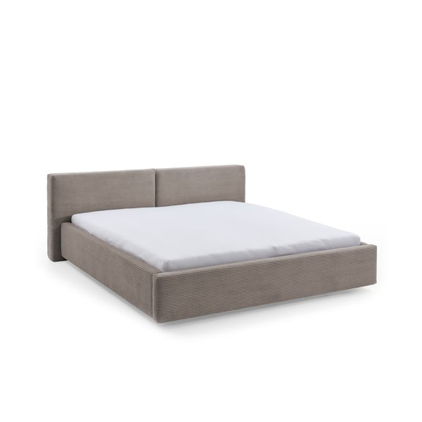 Dvigulė lova pilkos spalvos/rudos spalvos audiniu dengta su sandėliavimo vieta su lovos grotelėmis 180x200 cm Cube – Meise Möbel
