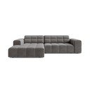 Pilkos spalvos kampinė sofa iš velveto (su kairiuoju kampu/su gultu) Chicago – Cosmopolitan Design