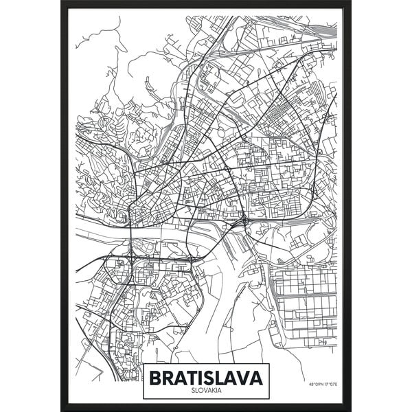 Sieninis plakatas rėmeliuose MAP/BRATISLAVA, 70 x 100 cm