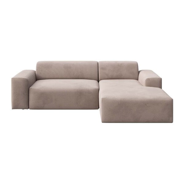 Smėlio spalvos iš kordinio velveto kampinė sofa (su dešiniuoju kampu/su gultu) Villet – Rodier