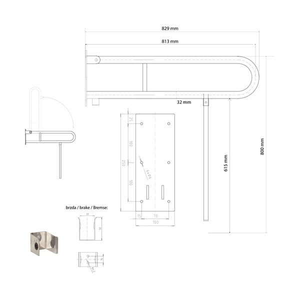 Sieninė iš plieno rankena 83 cm Handicap – Sapho-image-1