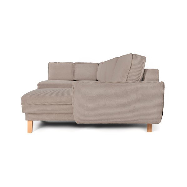 Taupe spalvos sulankstoma/su sandėliavimo vieta kampinė sofa iš kordinio velveto (su kairiuoju kampu/„U“ formos) Tori – Bonami Selection-image-4