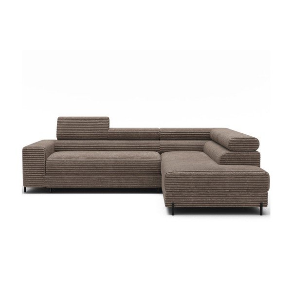Rudos spalvos kampinė sofa iš kordinio velveto (su dešiniuoju kampu/„L“ formos) Colesio – ELTAP