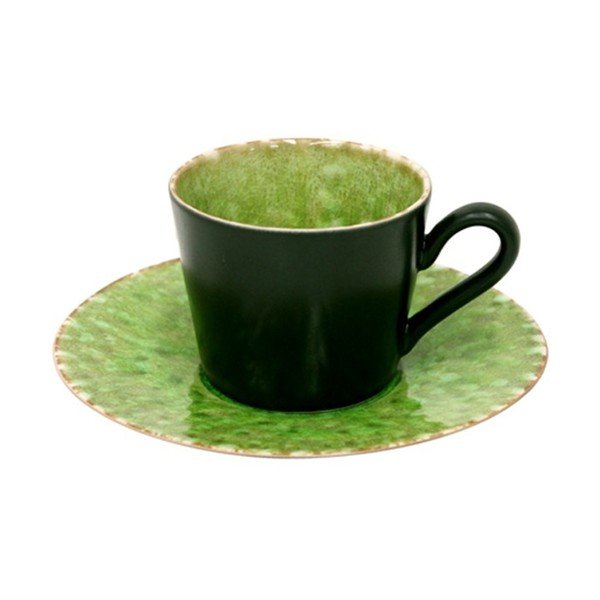 Žalios spalvos/juodos spalvos iš molio puodelis 190 ml Riviera – Costa Nova