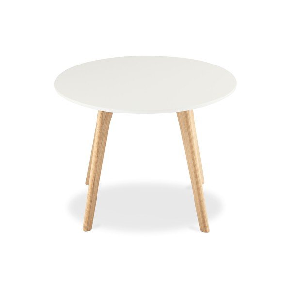 Baltas žurnalinis staliukas su ąžuolinėmis kojomis Furnhouse Life, Ø 60 cm-image-1