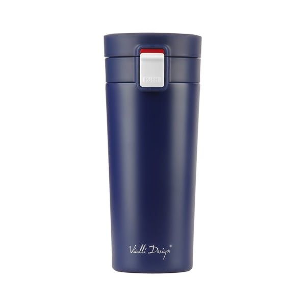 Tamsiai mėlynas kelioninis termo puodelis Vialli Design Fuori, 400 ml