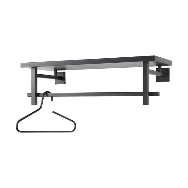 Juodos spalvos iš metalo sieninė lentyna su lentyna 76 cm Simplon – Spinder Design-image-2