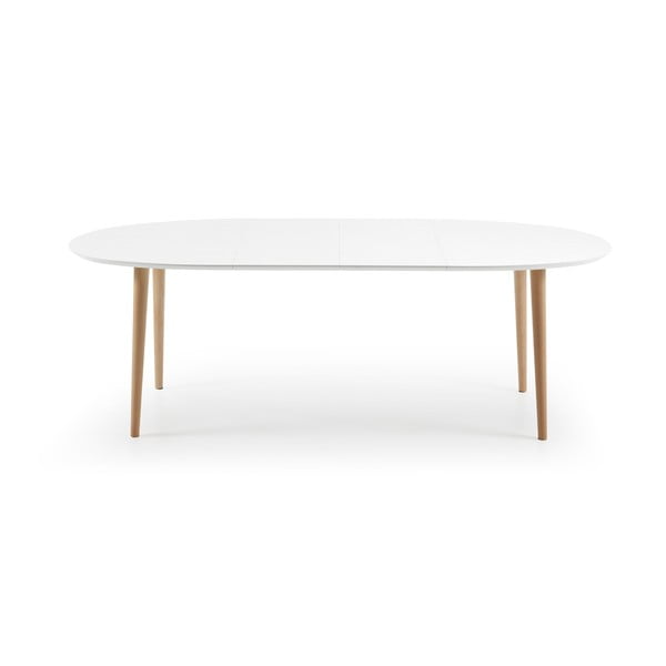 Prailginamas valgomojo stalas baltos spalvos su baltu stalviršiu 90x140 cm Oqui – Kave Home-image-4