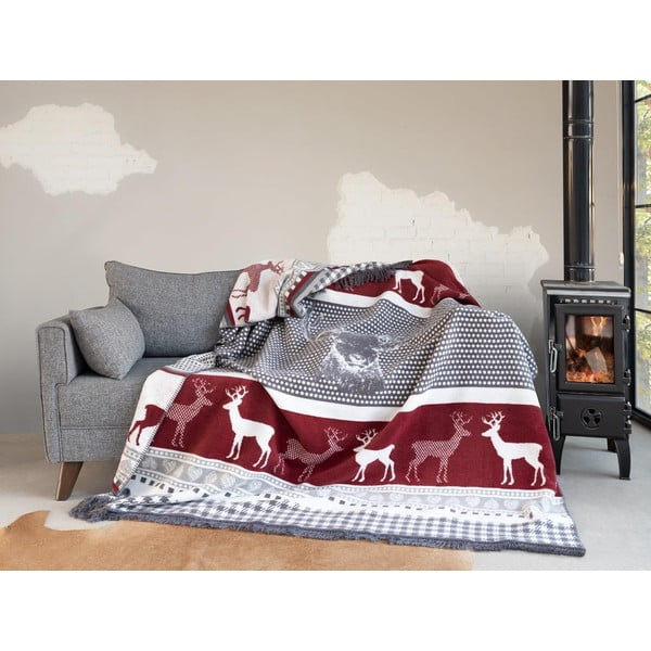 Lovatiesė raudonos spalvos/pilkos spalvos 150x200 cm – Mila Home-image-2