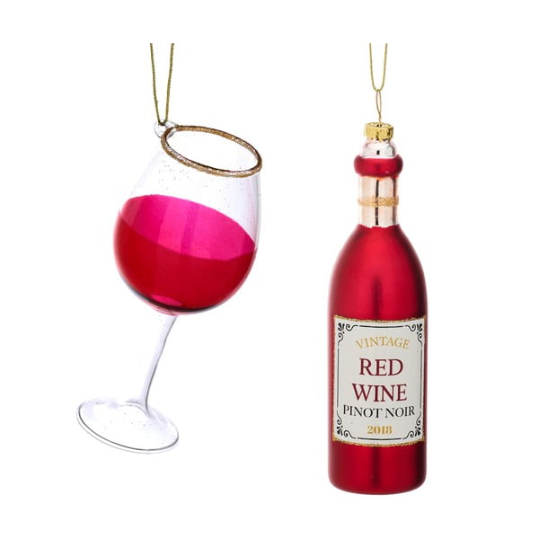Iš stiklo eglutės papuošimai 2 vnt. Red Wine – Sass & Belle