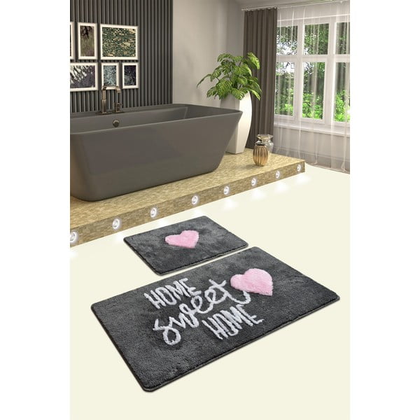 2 pilkų stačiakampių vonios kilimėlių rinkinys Foutastic Home-image-1