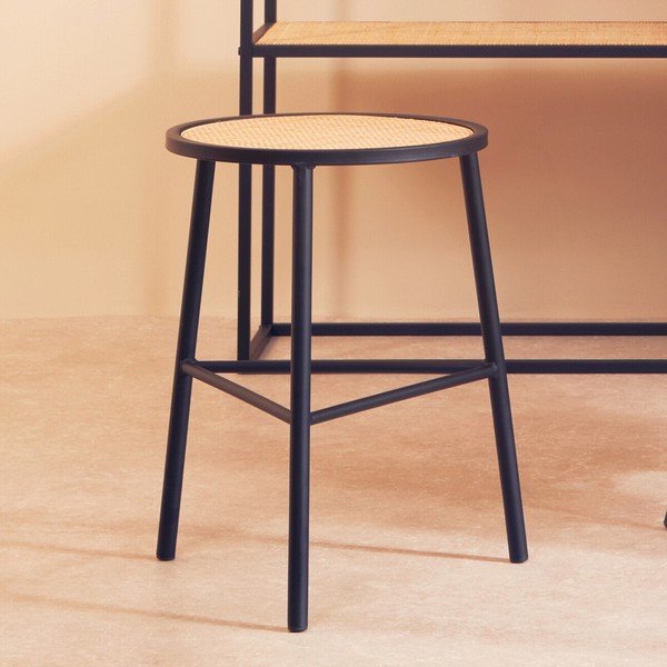 Juodos spalvos/natūralios spalvos iš rotango taburetė Depok – Premier Housewares-image-4
