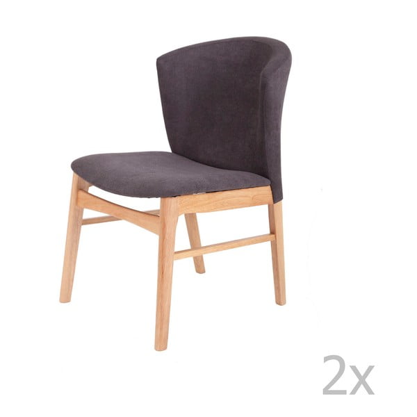 2 tamsiai pilkų valgomojo kėdžių su šviesiai rudomis gummedžio kojomis rinkinys "Sømcasa Mara