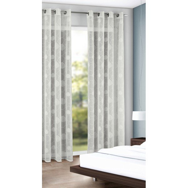 Baltos spalvos permatoma užuolaida 135x245 cm Circles – Sehlbach-image-1